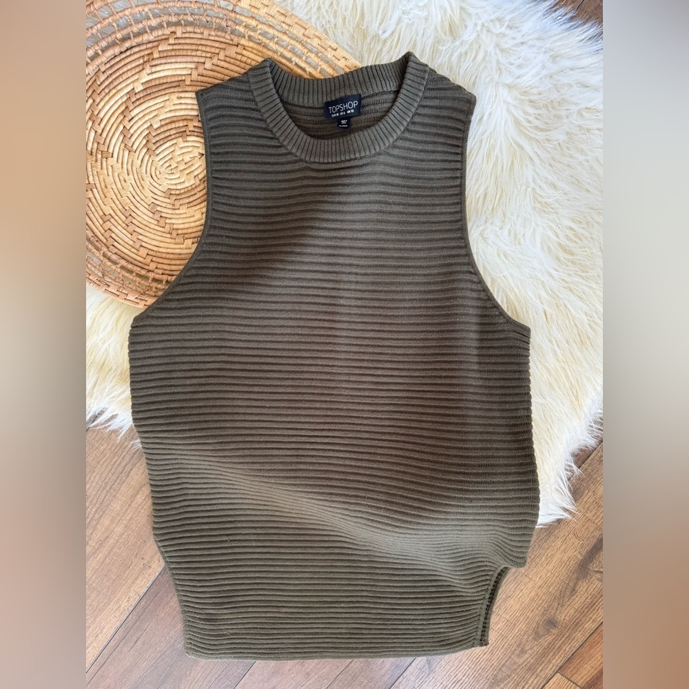 Topshop Green Sleeveless Sweater Vest Size 6